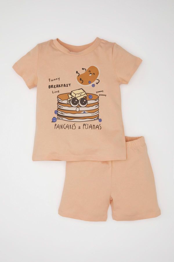 DEFACTO DEFACTO Baby Boy Printed Short Sleeve Combed Cotton Pajama Set with Shorts