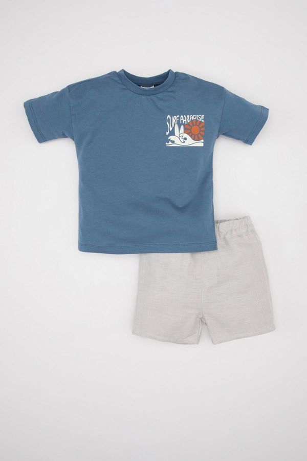 DEFACTO DEFACTO Baby Boy Printed Short Sleeve T-Shirt Shorts 2-Piece Set