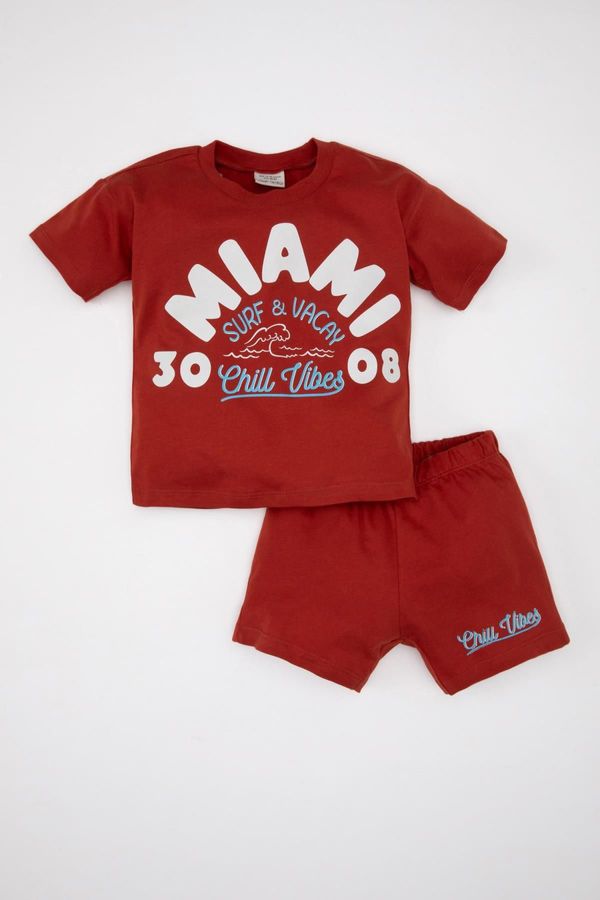 DEFACTO DEFACTO Baby Boy Printed Short Sleeve T-shirt Shorts 2-Piece Set