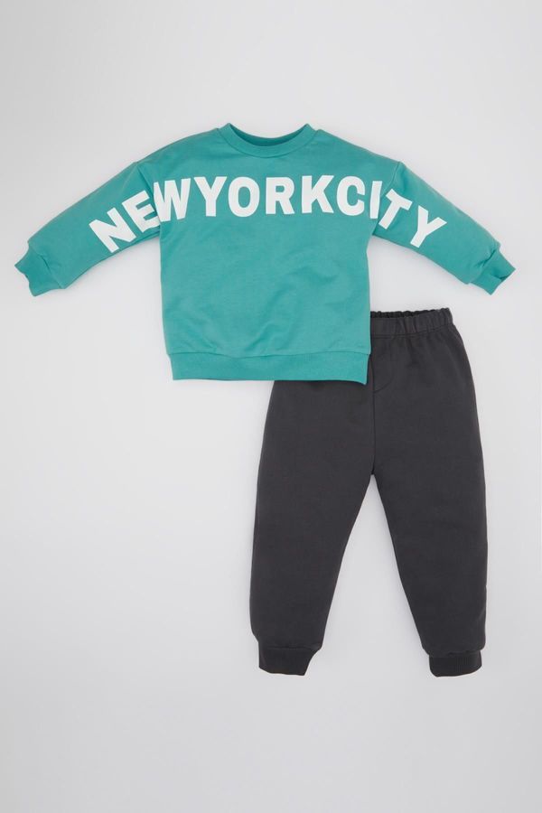 DEFACTO DEFACTO Baby Boy Printed Sweatshirt Tracksuit Bottoms 2-Piece Set