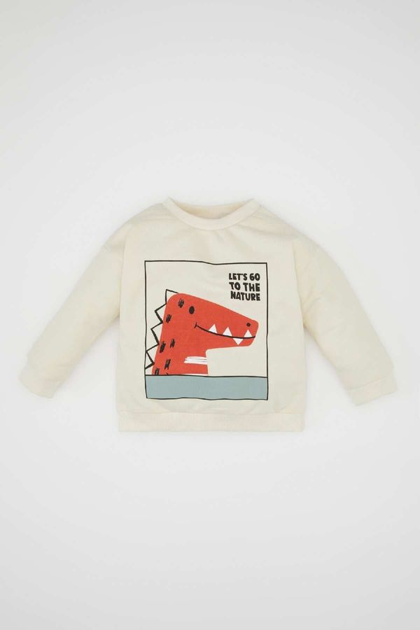 DEFACTO DEFACTO Baby Boy Regular Fit Crew Neck Dinosaur Printed Sweatshirt