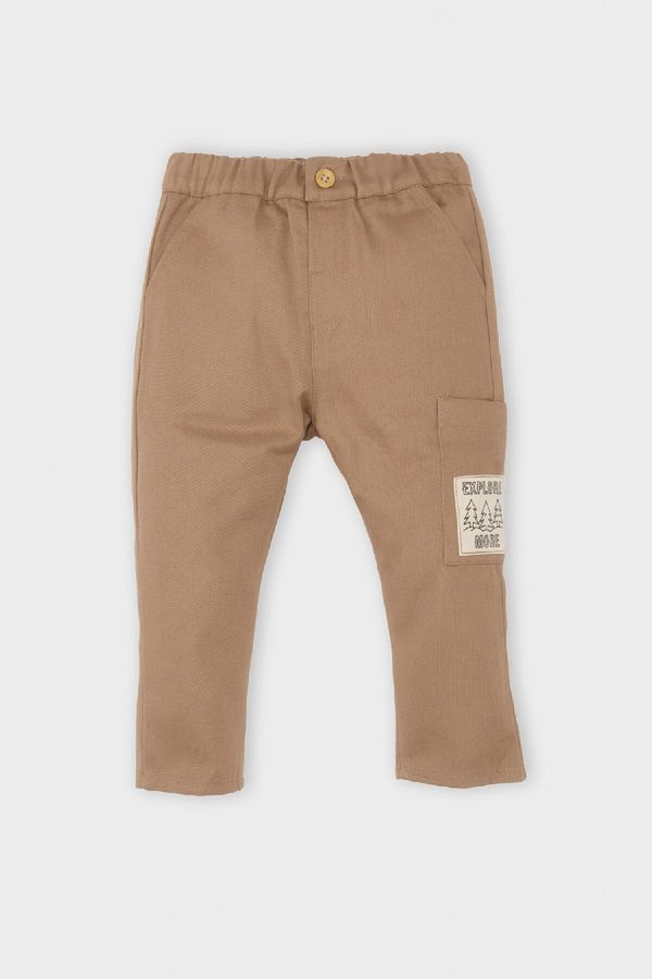 DEFACTO DEFACTO Baby Boy Regular Fit Woven Labeled Elastic Waist Gabardine Trousers