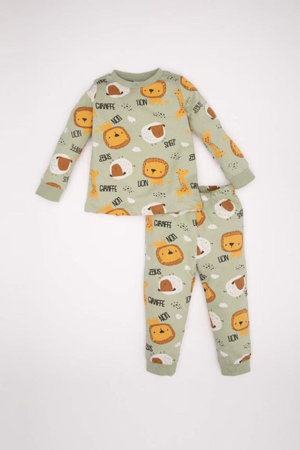 DEFACTO DEFACTO Baby Boy Safari Patterned Long Sleeve Cotton Pajama Set