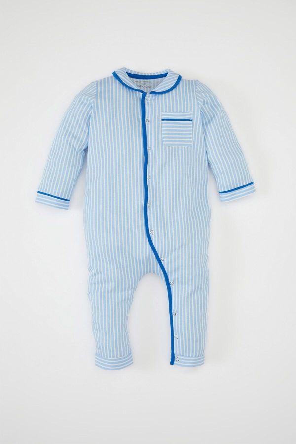 DEFACTO DEFACTO Baby Boy Striped Long Sleeve Top Long Bottom Cotton Jumpsuit Pajamas