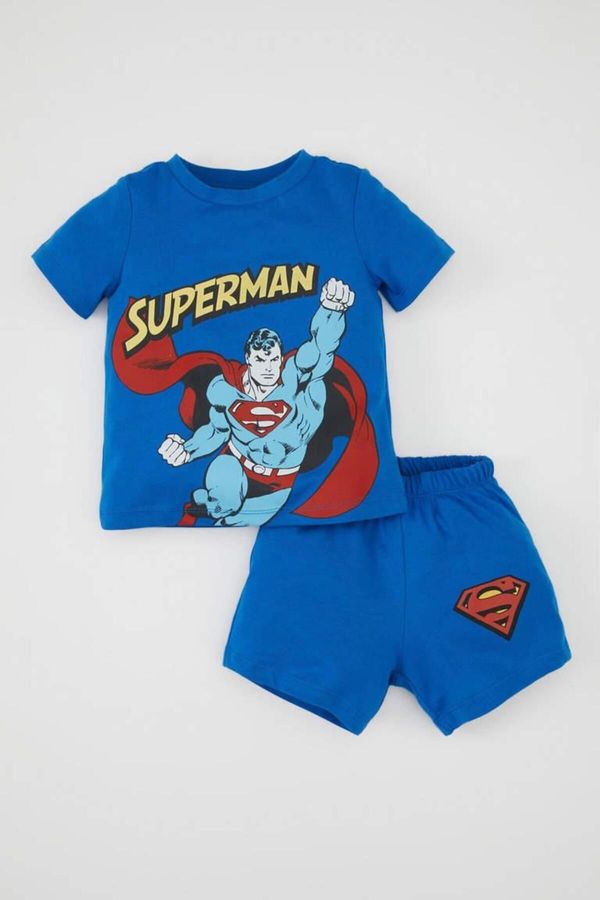 DEFACTO DEFACTO Baby Boy Superman Short Sleeve Shorts Cotton Pajama Set