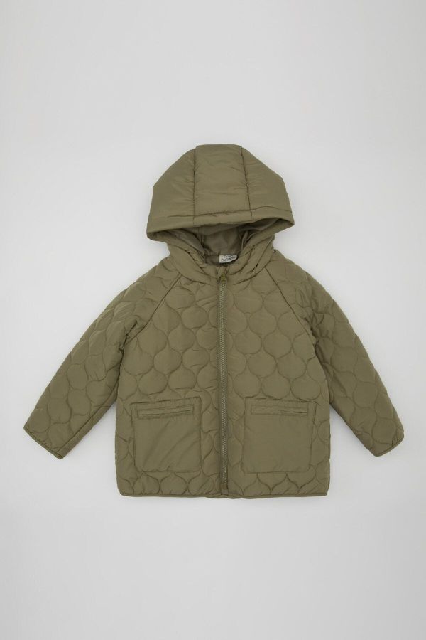 DEFACTO DEFACTO Baby Boy Zipper Pocket Hooded Water Repellent Patterned Puffer Jacket