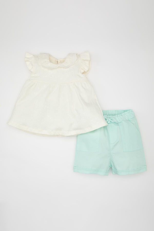 DEFACTO DEFACTO Baby Girl 2-Piece Set Short Sleeve Ruffle Detailed Blouse Shorts