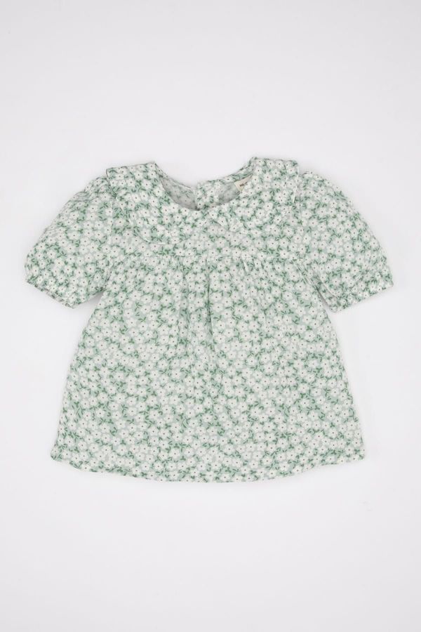 DEFACTO DEFACTO Baby Girl Baby Collar Crinkle Viscose Floral Short Sleeve Blouse