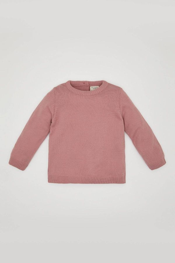 DEFACTO DEFACTO Baby Girl Burgundy Crew Neck Basic Plain Knitwear Sweater