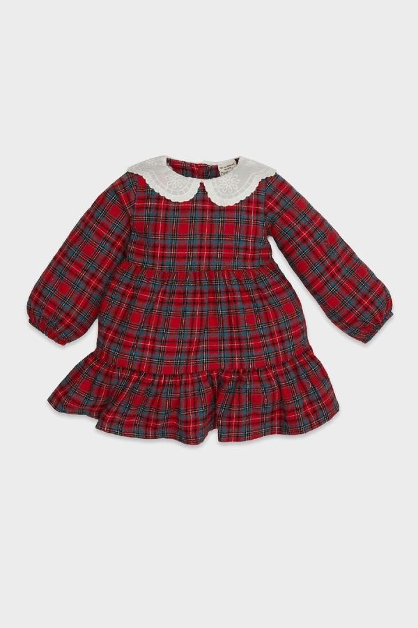 DEFACTO DEFACTO Baby Girl Christmas Themed Plaid Long Sleeve Flannel Dress