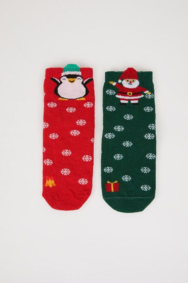 DEFACTO DEFACTO Baby Girl Christmas Themed Seamless 2-Piece Cotton Long Socks