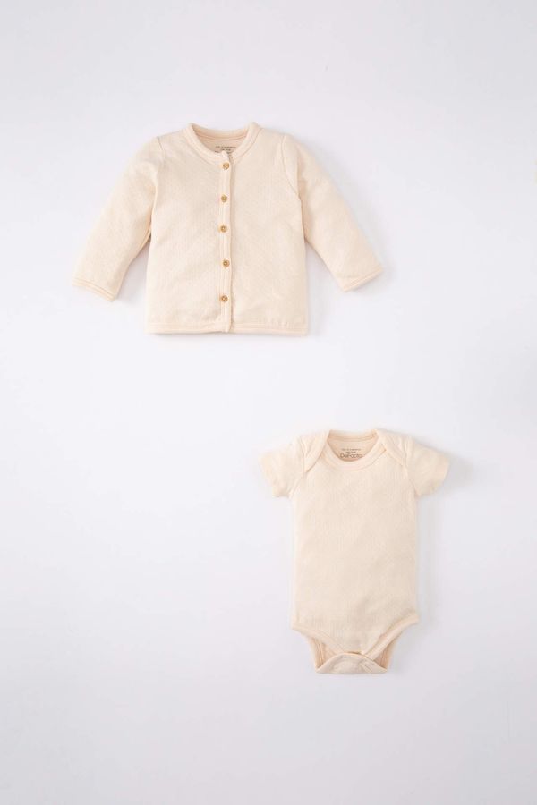 DEFACTO DEFACTO Baby Girl Cotton Cardigan Snap Body 2 Piece Set