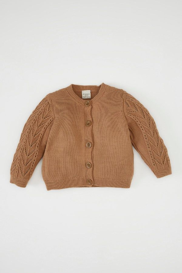 DEFACTO DEFACTO Baby Girl Crew Neck Buttoned Cardigan