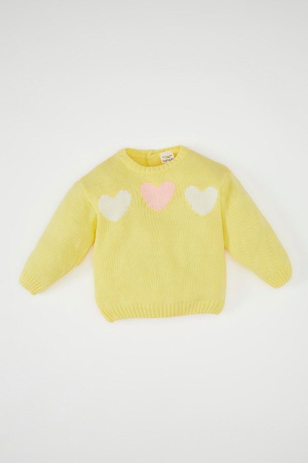 DEFACTO DEFACTO Baby Girl Crew Neck Heart Patterned Sweater