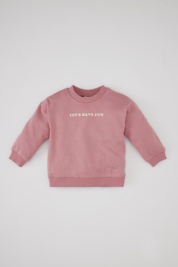 DEFACTO DEFACTO Baby Girl Crew Neck Printed Basic Sweatshirt