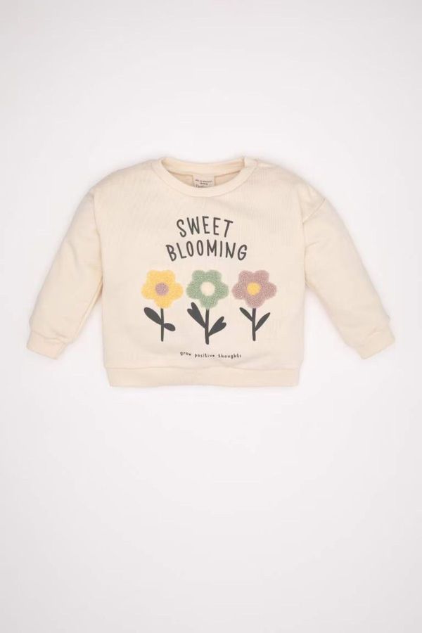 DEFACTO DEFACTO Baby Girl Crew Neck Printed Sweatshirt