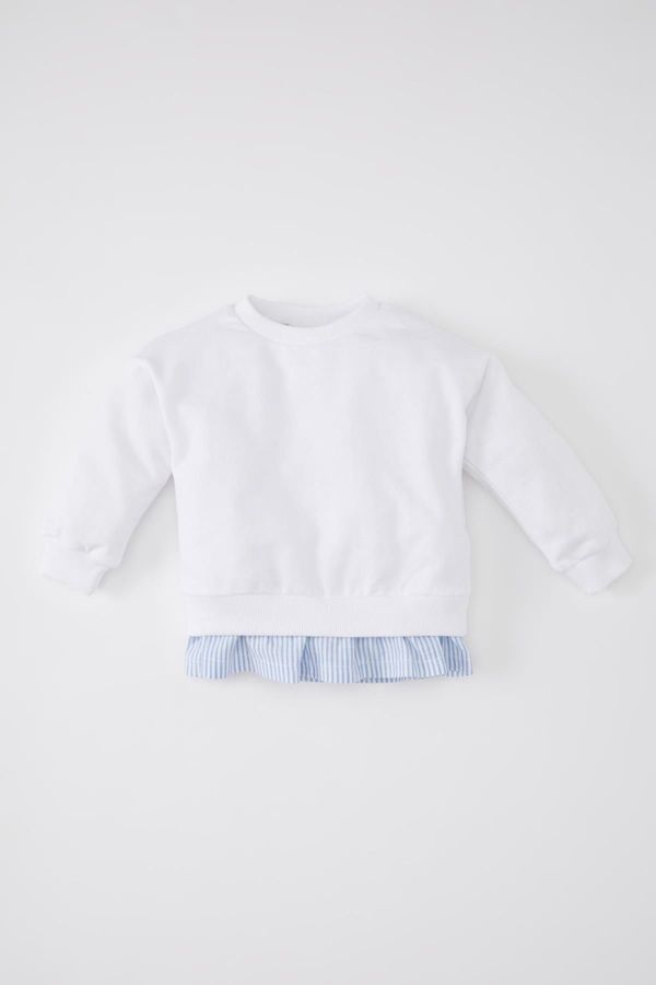 DEFACTO DEFACTO Baby Girl Crew Neck Striped Sweatshirt