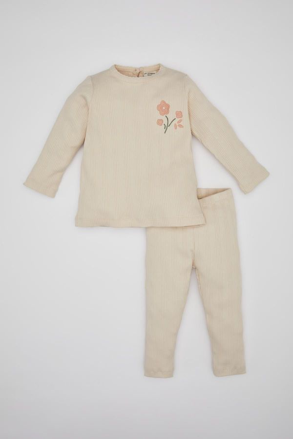 DEFACTO DEFACTO Baby Girl Embroidered Long Sleeve Ribbed Camisole Pajama Set