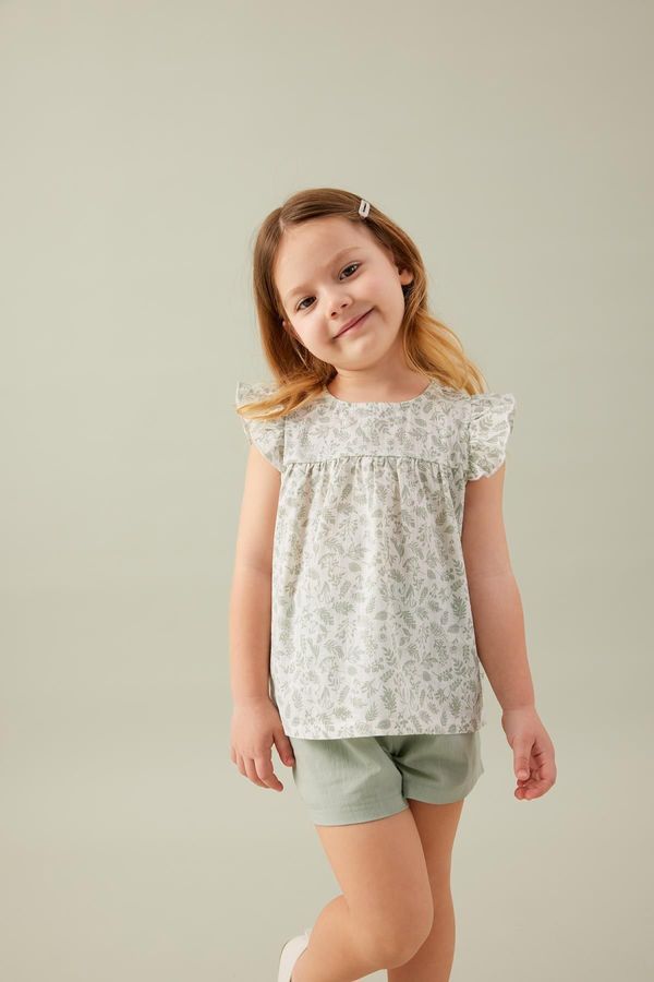 DEFACTO DEFACTO Baby Girl Floral Blouse Shorts Poplin 2-Piece Set