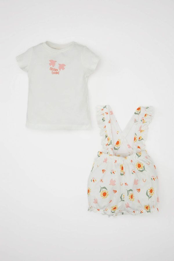 DEFACTO DEFACTO Baby Girl Floral Short Sleeve Cotton 2 Piece Set