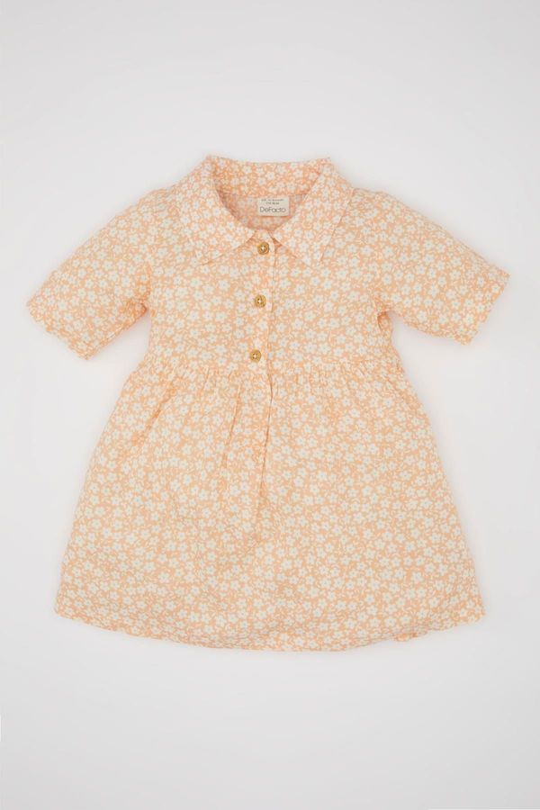 DEFACTO DEFACTO Baby Girl Floral Short Sleeve Crinkle Viscose Dress