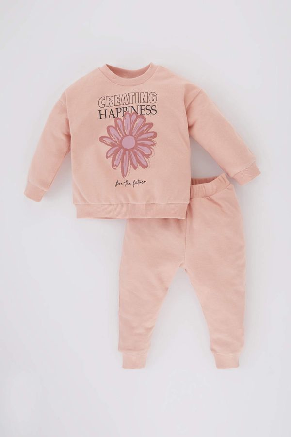 DEFACTO DEFACTO Baby Girl Floral Sweatshirt Sweatpants 2 Piece Set
