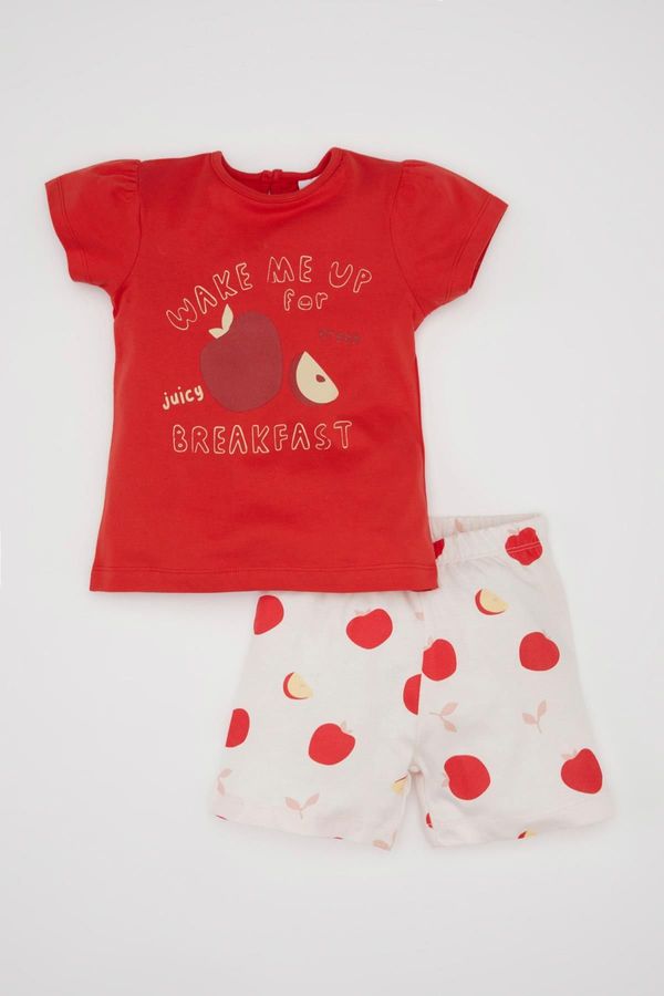 DEFACTO DEFACTO Baby Girl Fruit Patterned Short Sleeve Combed Cotton Pajama Set