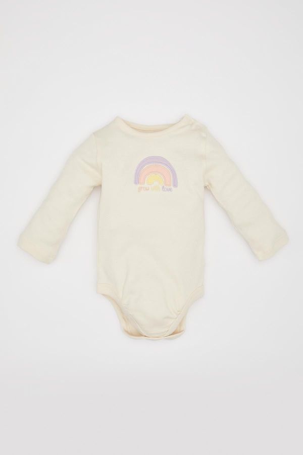 DEFACTO DEFACTO Baby Girl Newborn Crew Neck Rainbow Printed Long Sleeve Snap-On Body B7713a524sp