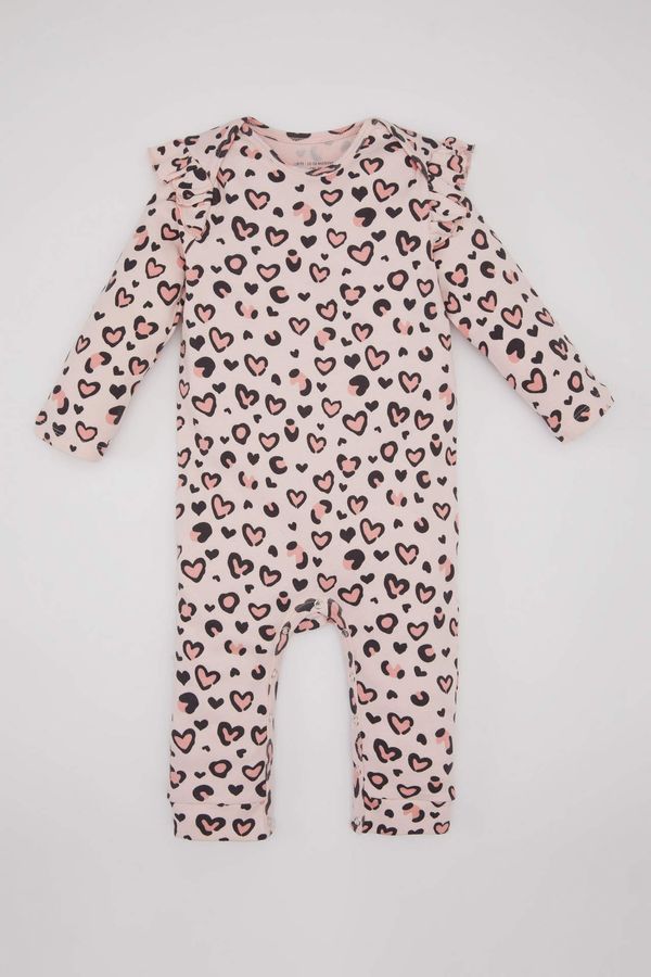 DEFACTO DEFACTO Baby Girl Newborn Leopard Pattern Heavy Fabric Jumpsuit