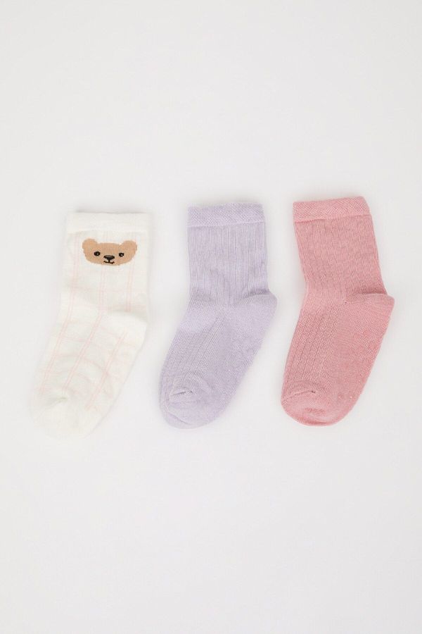 DEFACTO DEFACTO Baby Girl Non-Slip Sole 3-Pack Cotton Long Socks