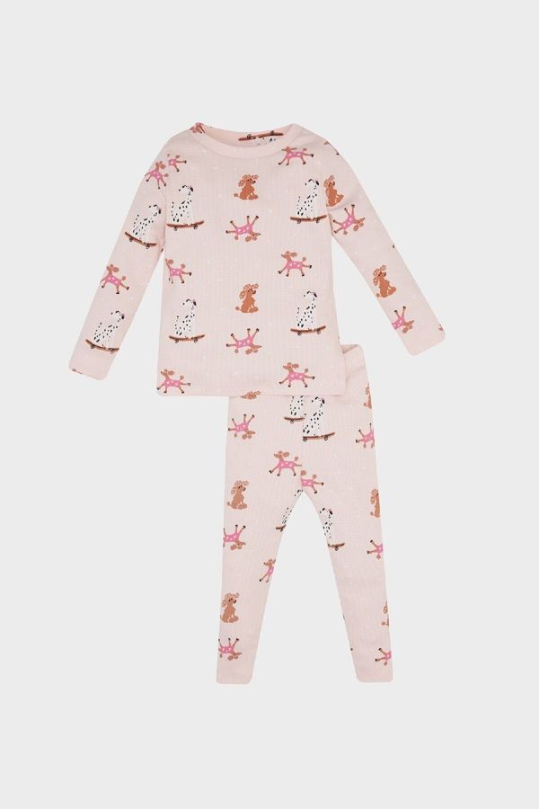 DEFACTO DEFACTO Baby Girl Pajama Set Patterned Long Sleeve Ribbed Camisole Top Long Bottom