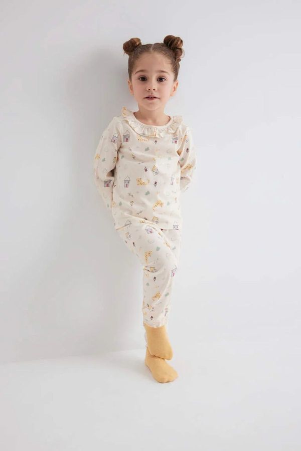 DEFACTO DEFACTO Baby Girl Patterned Long Sleeve Cotton Pajama Set D3620a524wn