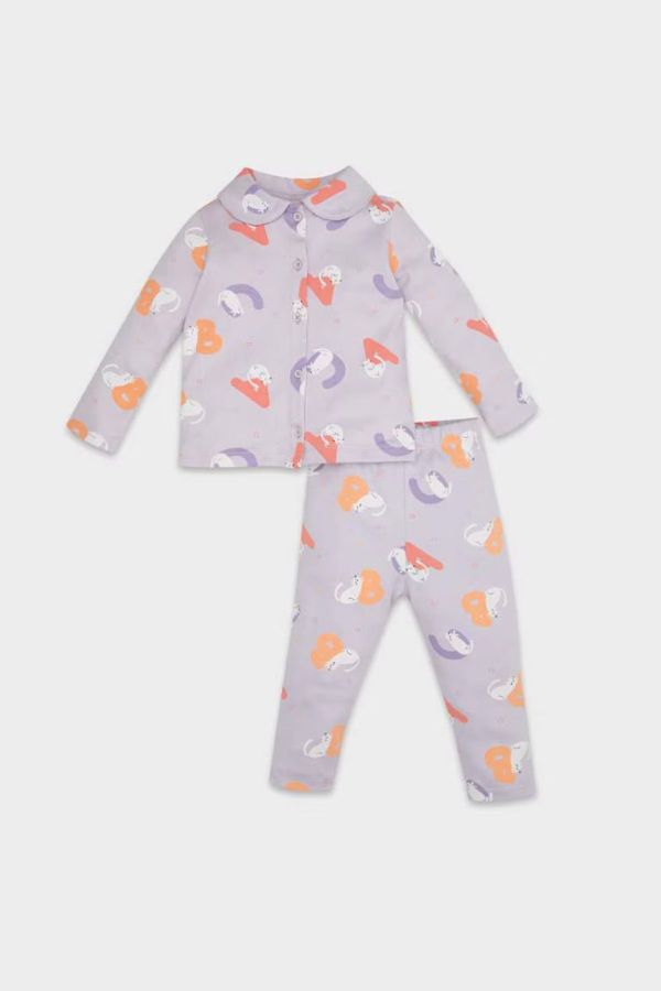 DEFACTO DEFACTO Baby Girl Patterned Long Sleeve Top Long Bottom Pajama Set