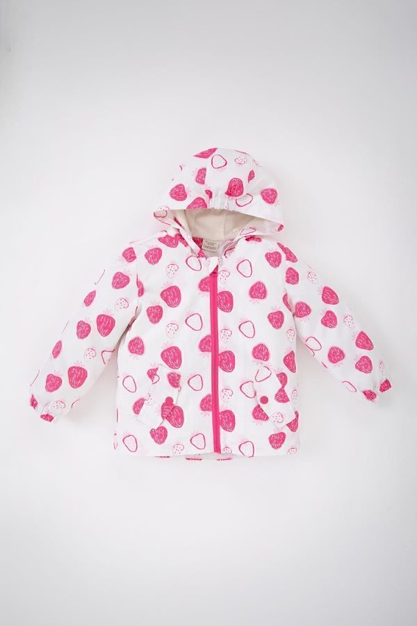 DEFACTO DEFACTO Baby Girl Patterned Water Repellent Hooded Coat