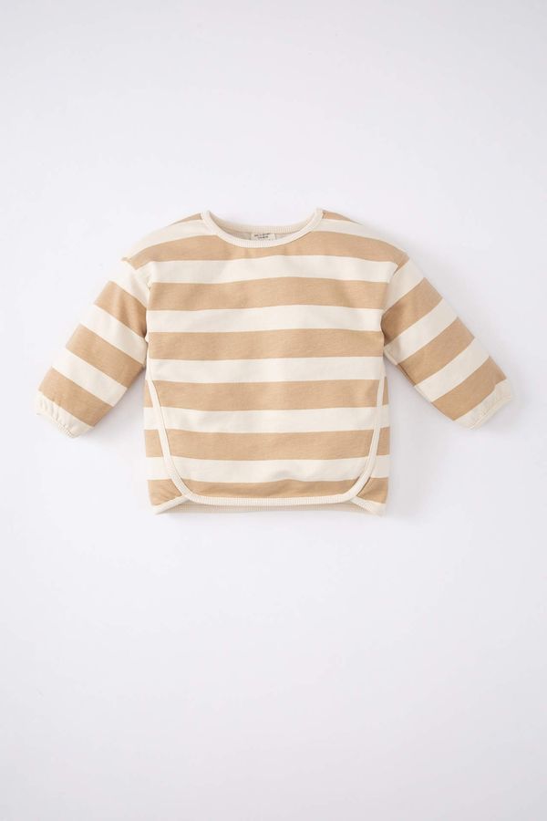 DEFACTO DEFACTO Baby Girl Regular Fit Crew Neck Striped Sweatshirt