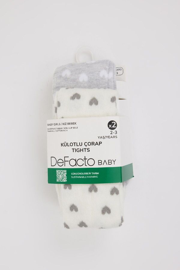 DEFACTO DEFACTO Baby Girl Seamless 2-Pack Cotton Tights