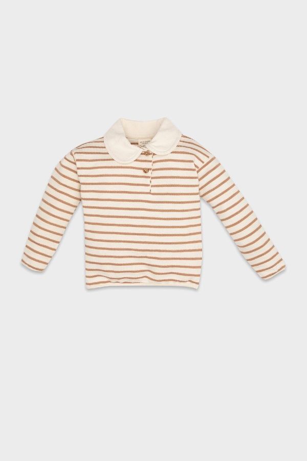 DEFACTO DEFACTO Baby Girl Striped Baby Collar Soft Furry Sweatshirt