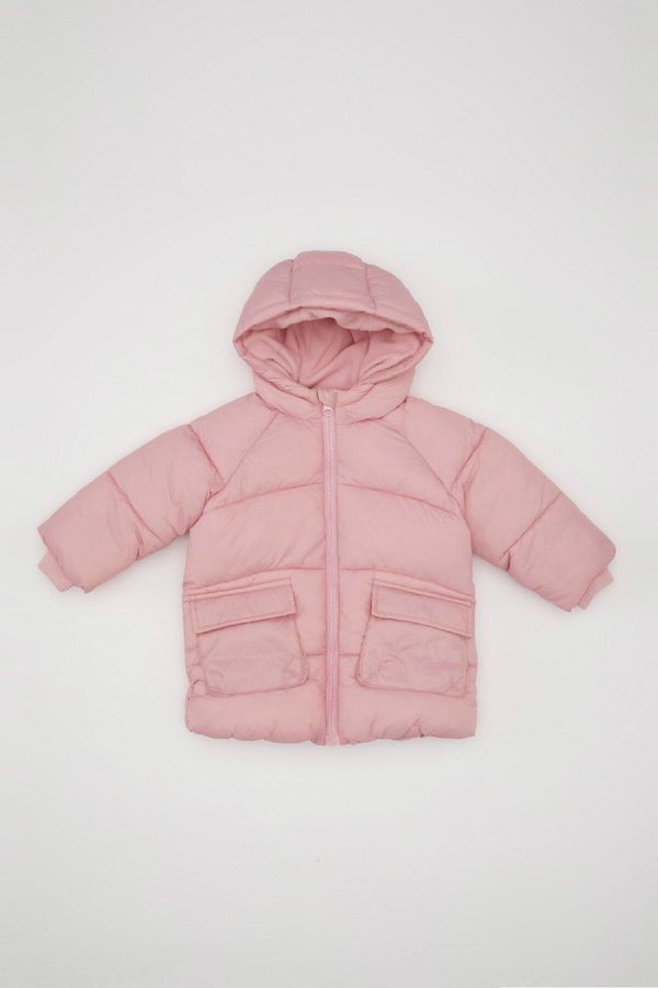 DEFACTO DEFACTO Baby Girl Water Repellent Double-Sided Hooded Coat