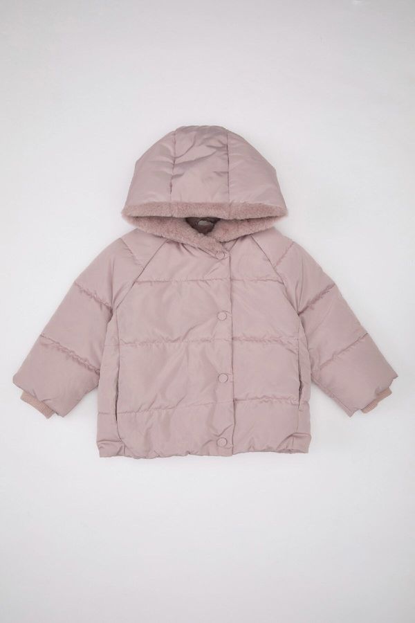 DEFACTO DEFACTO Baby Girl Water Repellent Double-Sided Hooded Faux Für Lined Coat