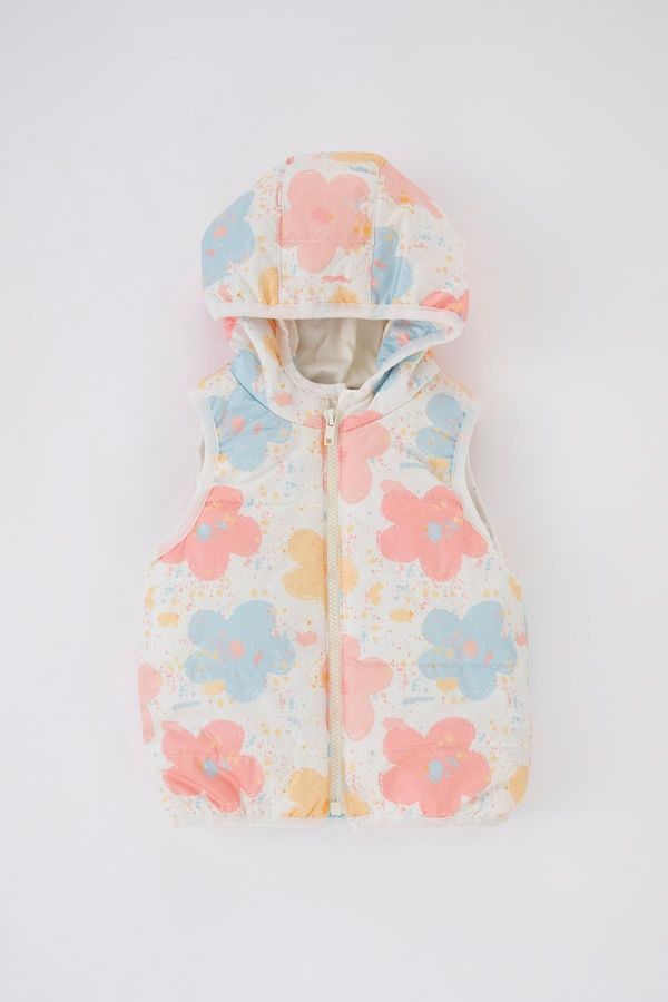 DEFACTO DEFACTO Baby Girl Water Repellent Hooded Patterned Inflatable Vest