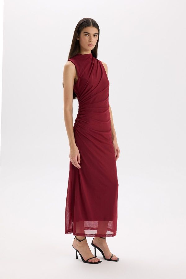 DEFACTO DEFACTO Bodycon Bodycon Half Turtleneck Basic Plain Tulle Sleeveless Maxi Dress