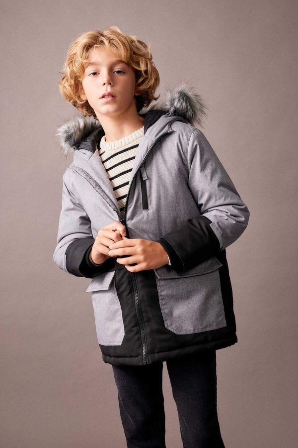 DEFACTO DEFACTO Boy Hooded Plush Lining Jacket