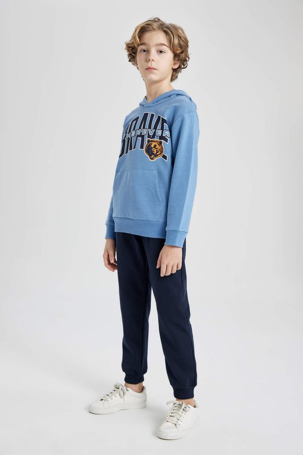 DEFACTO DEFACTO Boy Hooded Printed Sweatshirt Sweatpants 2 Piece Set