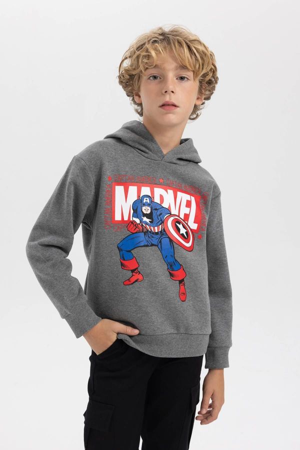 DEFACTO DEFACTO Boy Marvel Logo Only Hooded Thick Sweatshirt