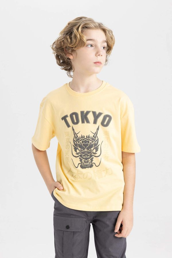 DEFACTO DEFACTO Boy Oversize Fit Crew Neck Printed Short Sleeve T-Shirt
