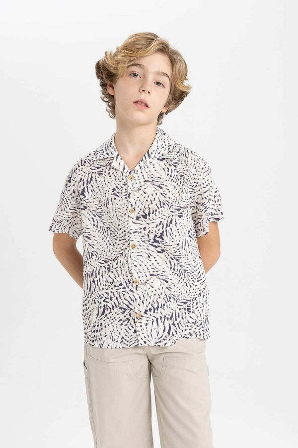 DEFACTO DEFACTO Boy Oversize Fit Polo Neck Viscose Short Sleeve Shirt