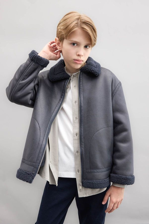 DEFACTO DEFACTO Boy Polo Collar Plush Lining Coat