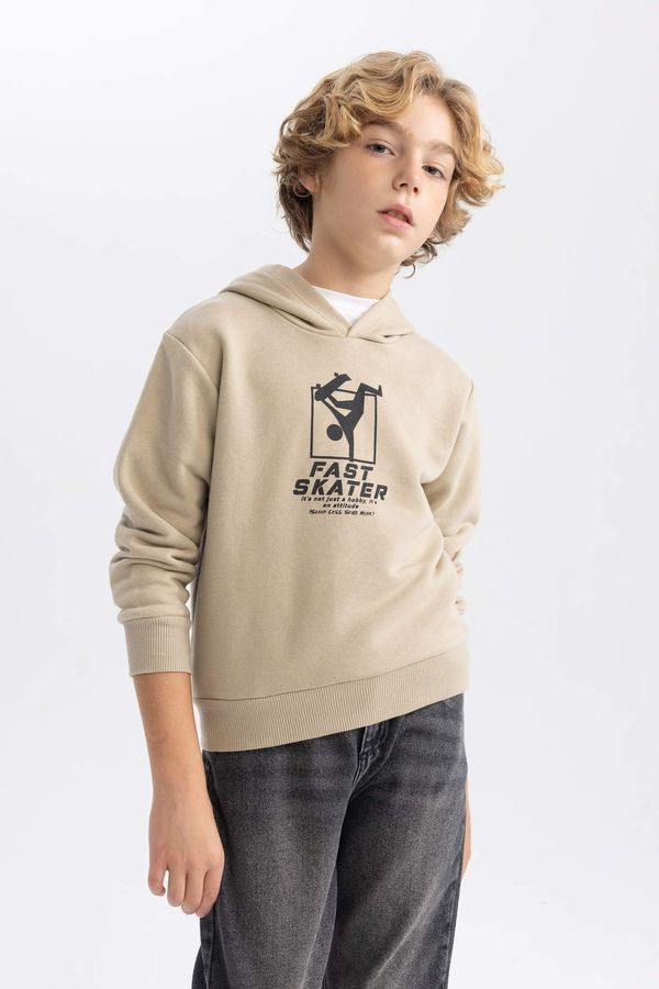 DEFACTO DEFACTO Boy Printed Hooded Thick Sweatshirt