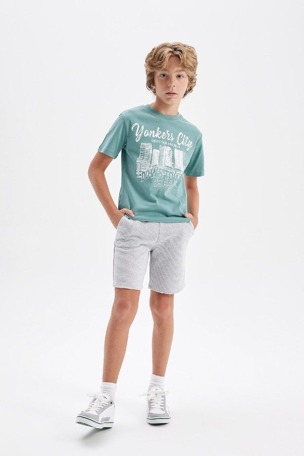 DEFACTO DEFACTO Boy Printed Short Sleeve T-Shirt Shorts 2-Piece Set