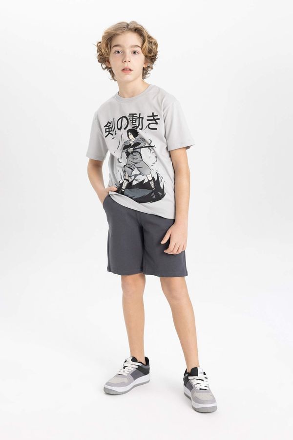 DEFACTO DEFACTO Boy Printed Short Sleeve T-Shirt Shorts 2 Piece Set